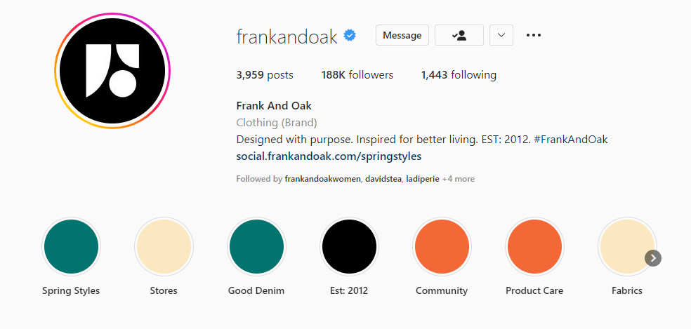 A business that created their own unique hashtag is Frank And Oak. This is a screen shot of Frank And Oaks Instagram