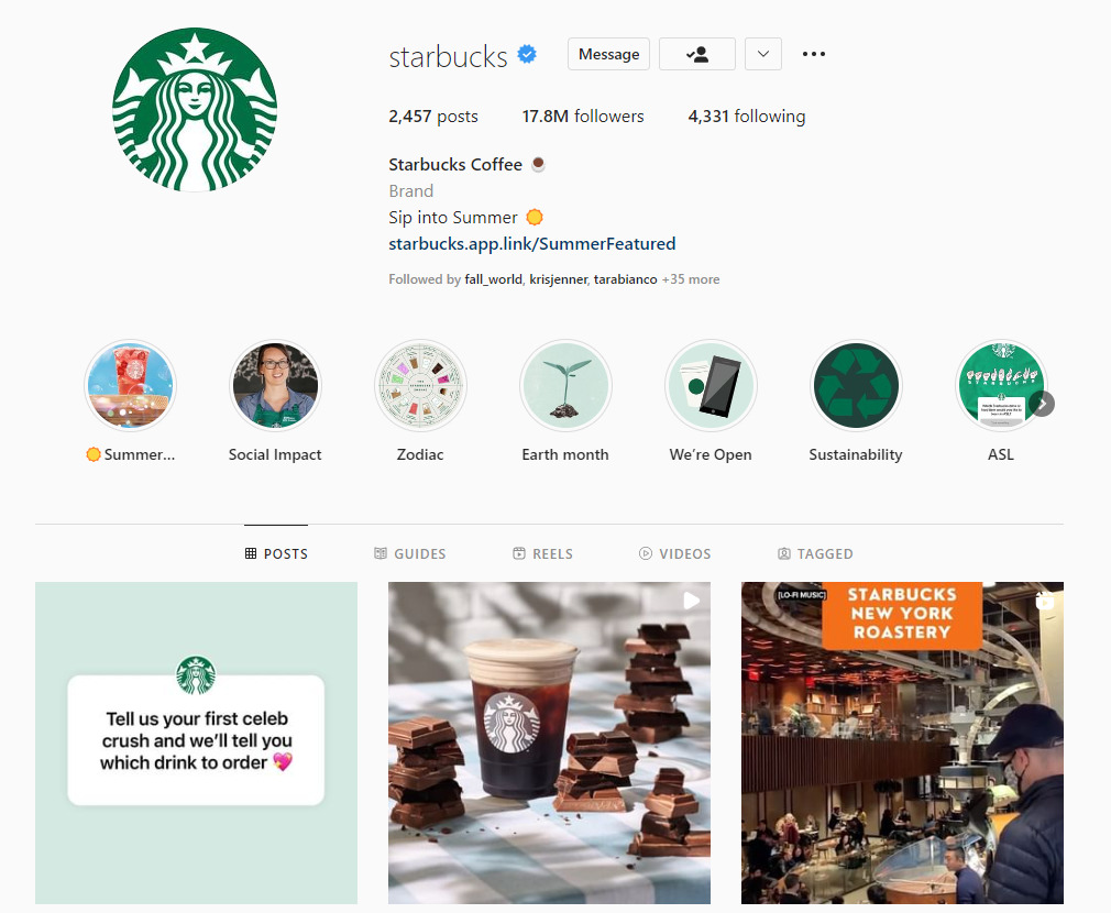Businesses That Are Successful on Social Media: Starbucks Instagram Screen Shot