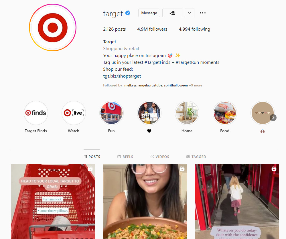 Use Hashtags In Your Bio: Target is a great example